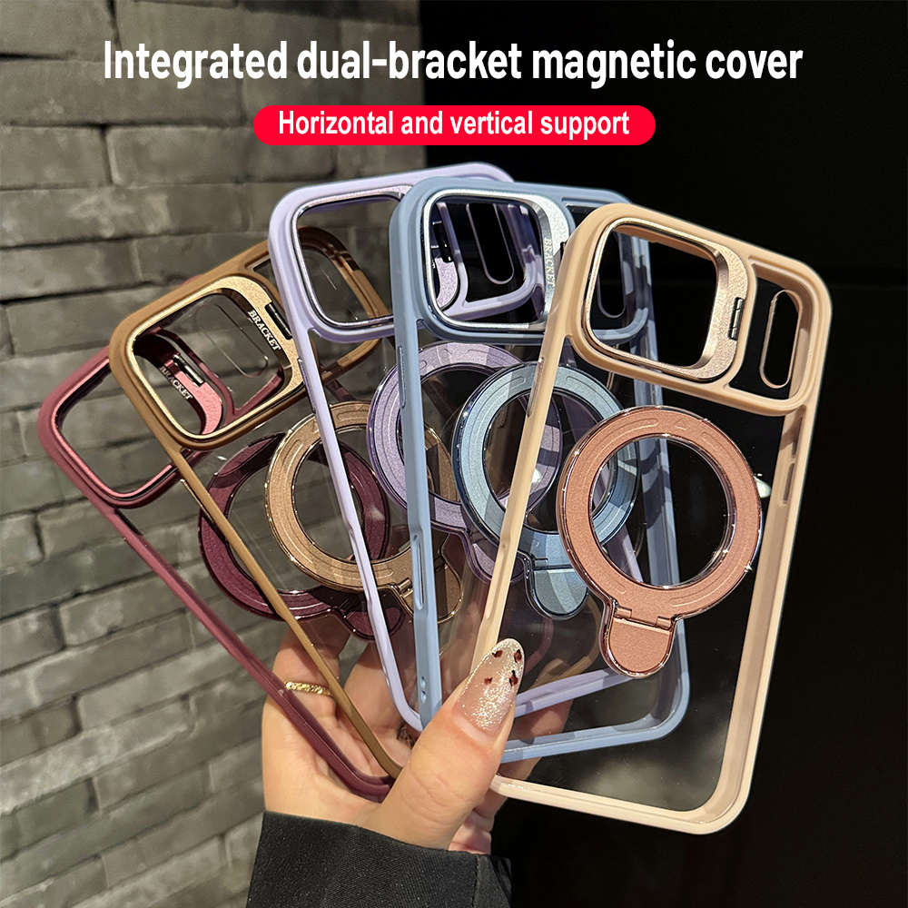 Magnetic Charging Stand - جراب هاتف مغناطيسي شفاف مقاوم للصدمات