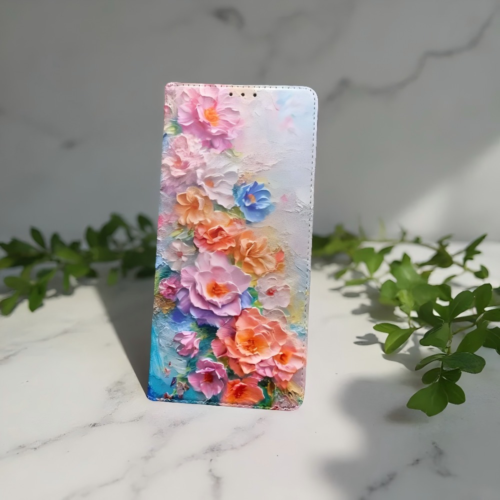 Samsung Galaxy S24 - جراب محفظة جلدي مغناطيسي مطلي بتصميم