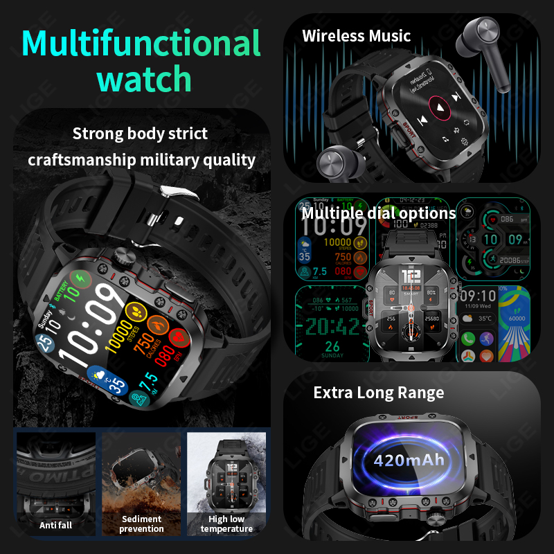 LIGE ساعة ذكية خارجية للرجال ش - مراجعة Smartwatch Face وسعره