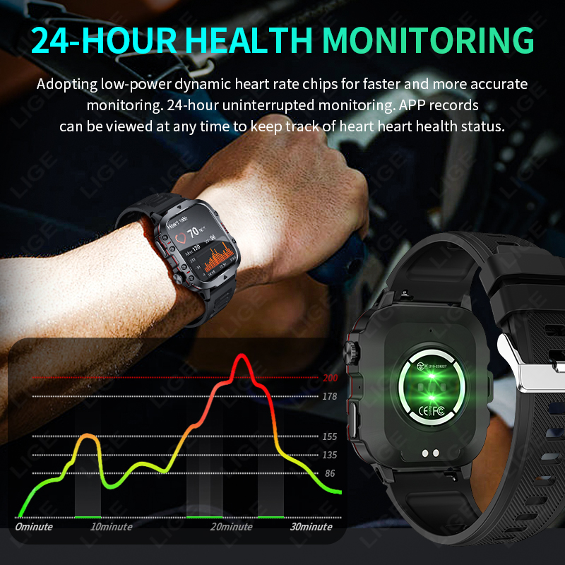 LIGE ساعة ذكية خارجية للرجال ش - مراجعة Smartwatch Face وسعره